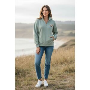 Ron Jon Women's Green 1/4 Zip Pullover Sweatshirt Size S Casual